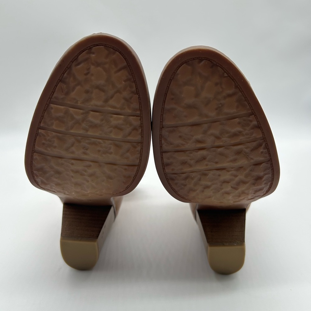 Baretraps Vegan Chestnut Ankle Boots | Braided Strap Block Heel Booties Sz 10M - Picture 9 of 13
